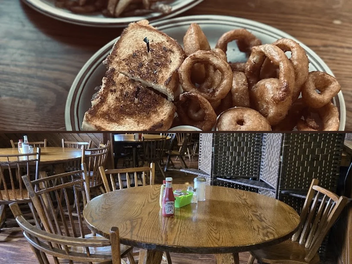 Casual diner seating with table service.