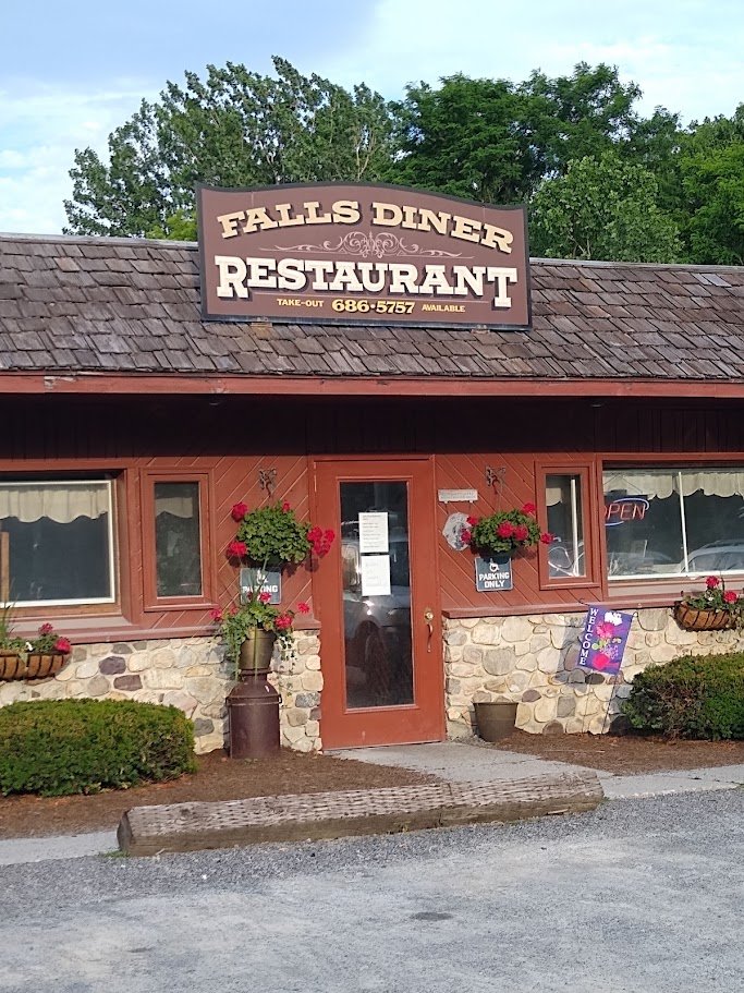 Classic roadside diner exterior in Hoosick Falls.